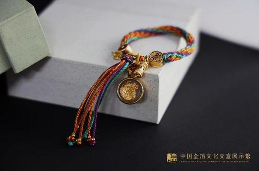 Handmade dreamcatcher bracelet with genuine gold leaf charm
